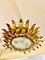 Spanish Crown Sunburst Fixture in Gilt Metal and Frost Glass, 1950s 3