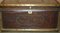 Antique Hand Studded Brown Leather Steamer Trunk, 1963 3