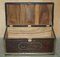 Antique Hand Studded Brown Leather Steamer Trunk, 1963 15