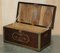 Antique Hand Studded Brown Leather Steamer Trunk, 1963 14