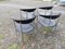 Italian Armchairs in Black Leather and Chromed Metal Frame, Italy, 1980s, Set of 4 1