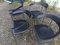 Fauteuils en Cuir Noir et Structure en Métal Chromé, Italie, 1980s, Set de 4 2
