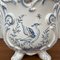 Flowerpot in White & Blue Color, Bird Motif by Moustier Dallier, 1970s 9