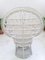 Set of Mid-Century White Rattan & Wicker Peacock Chair and Ottoman, 1970s 13