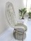 Set of Mid-Century White Rattan & Wicker Peacock Chair and Ottoman, 1970s 14