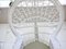Set of Mid-Century White Rattan & Wicker Peacock Chair and Ottoman, 1970s 7
