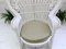 Set of Mid-Century White Rattan & Wicker Peacock Chair and Ottoman, 1970s 8