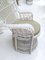 Set of Mid-Century White Rattan & Wicker Peacock Chair and Ottoman, 1970s 15