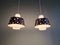 Vintage Scandinavian Pendant Lights in White Opaline and Black Lacquered Metal, 1960, Set of 2, Image 4
