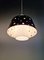 Vintage Scandinavian Pendant Lights in White Opaline and Black Lacquered Metal, 1960, Set of 2, Image 7