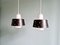 Vintage Scandinavian Pendant Lights in White Opaline and Black Lacquered Metal, 1960, Set of 2 8
