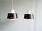 Vintage Scandinavian Pendant Lights in White Opaline and Black Lacquered Metal, 1960, Set of 2, Image 1
