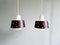 Vintage Scandinavian Pendant Lights in White Opaline and Black Lacquered Metal, 1960, Set of 2, Image 14