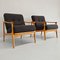 Vintage Scandinavian Armchairs in Wood and Fabric, 1960s, Set of 2 14