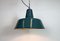 Large Industrial Petrol Enamel Factory Pendant Lamp, 1960s, Image 16