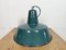 Large Industrial Petrol Enamel Factory Pendant Lamp, 1960s, Image 14