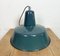 Large Industrial Petrol Enamel Factory Pendant Lamp, 1960s, Image 11