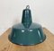 Large Industrial Petrol Enamel Factory Pendant Lamp, 1960s, Image 9