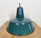 Large Industrial Petrol Enamel Factory Pendant Lamp, 1960s, Image 12