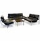 Mid-Century Modern Leather and Chrome Alpha Living Room Set by Tim Bates for Pieff, 1975, Set of 4 1