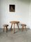 Stools and Coffee Table attributed to Adrien Audoux & Frida Minet, 1950s, Set of 3, Image 1