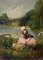 James Richard, Seated Girl in a River Landscape, 20th Century, Oil on Canvas 1