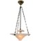 French Art Deco Brass and Etched Clear Glass Pendant Light, 1920s, Image 6