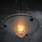 French Art Deco Brass and Etched Clear Glass Pendant Light, 1920s, Image 8