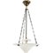 French Art Deco Brass and Etched Clear Glass Pendant Light, 1920s, Image 1