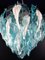 Vintage Murano Chandelier with Handmade Murano Glass & Light Blue Leaf from Mazzega, Venice, Italy, 1980s 2