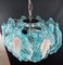 Vintage Murano Chandelier with Handmade Murano Glass & Light Blue Leaf from Mazzega, Venice, Italy, 1980s 3