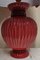 Französische Vintage Tischlampe mit rotem Keramiksockel von Koska & handgefertigtem Blumenschirm von Lamplove, 1980er 7