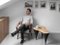 Contemporary Curved Oak & Black Concrete Coffee Table by Donatas Žukauskas 8