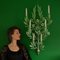 Grandes Appliques Murales Vertes en Fer Forgé avec Fleurs, 1950s, Set de 2 10