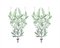 Grandes Appliques Murales Vertes en Fer Forgé avec Fleurs, 1950s, Set de 2 1
