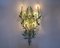 Applique da parete grandi in ferro battuto verde con fiori, anni '50, set di 2, Immagine 9