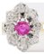 Marguerite Ring aus Gold, Diamanten und Rubin, 1900er 1