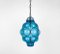 Venetian Blue Murano Caged Glass Pendant Light with Large Bubbles, 1960s 2