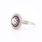 1930 Antiker französischer Art Deco Verlobungsring, Platin, Diamanten und Rubin Halo 1