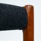 Vintage Stool in Teak and Black Wool by Niels Otto Møller, 1960s, Image 12