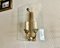 Vintage Art Deco Brass Lamps with Curved Glass Shades, 1970s, Set of 2 2