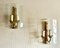 Vintage Art Deco Brass Lamps with Curved Glass Shades, 1970s, Set of 2 1