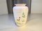 Mid-Century Hand-Painted Studio Pottery Vase in Light Pink with Motif of Lady in the Rain, 1960s 1