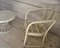 Juego de mesa de centro y butaca de bambú blanco y mimbre, años 70. Juego de 2, Imagen 5
