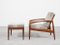 Dänischer Midcentury Paper Knife Chair & Fußhocker aus Teak von Kai Kristiansen für Magnus Olesen, 1960er, 2er Set 3
