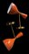 Vintage Italian Brass and Painted Orange Metal Wall Sconces, 2000, Set of 2 5