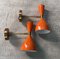 Vintage Italian Brass and Painted Orange Metal Wall Sconces, 2000, Set of 2 2