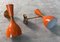 Vintage Italian Brass and Painted Orange Metal Wall Sconces, 2000, Set of 2 3