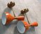 Vintage Italian Brass and Painted Orange Metal Wall Sconces, 2000, Set of 2 4