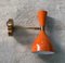 Vintage Italian Brass and Painted Orange Metal Wall Sconces, 2000, Set of 2 10